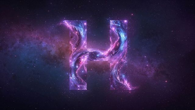 Celestial nebula letter h with cosmic wonders