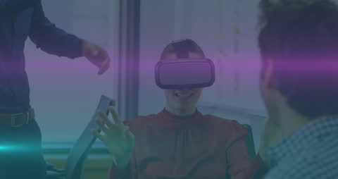Business Team Using Virtual Reality Solutions in Modern Office