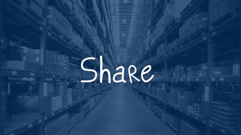 Digital Share Text Overlay on Warehouse Aisle