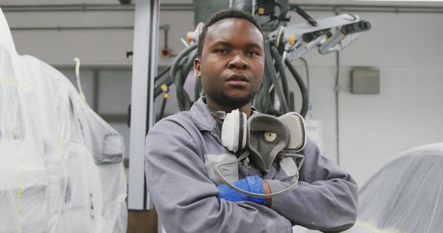 Automotive Technician in Workshop Posing with Confidence - Download Free Stock Images Pikwizard.com