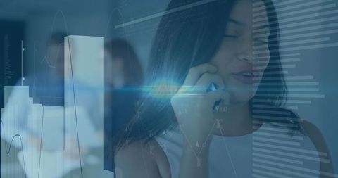 Business Professional Woman Analyzing Data in Modern Office