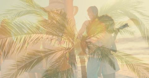 Dreamy Beach Scene Merging Nature and People