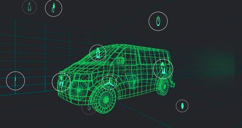 futuristic 3d car model with data overlay in digital interface - Download Free Stock Images Pikwizard.com
