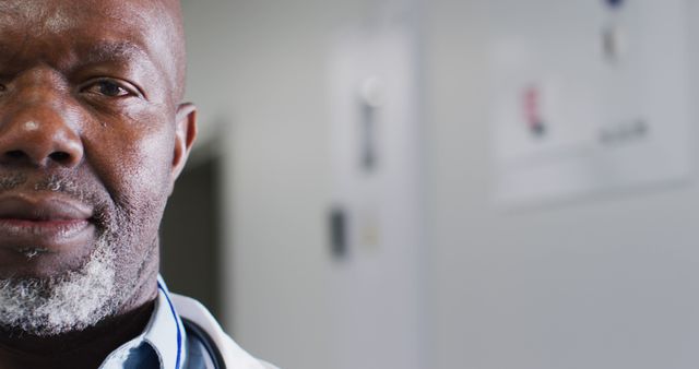 Senior African Male Doctor in Hospital Corridor Close-Up Photo - Download Free Stock Images Pikwizard.com