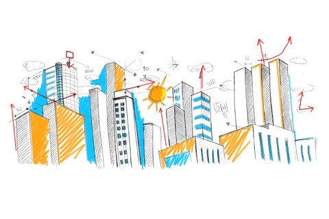 Abstract City Skyline with Business Icons on Transparent Background - Download Free Stock Videos Pikwizard.com