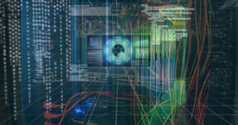 Network Security Concept with Digital Interface Overlay in Data Center - Download Free Stock Images Pikwizard.com