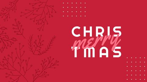 Merry Christmas Typography on Red Background with Mistletoe - Download Free Stock Templates Pikwizard.com