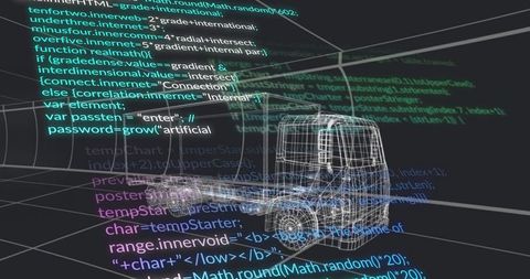 3d truck wireframe projection in virtual coding environment
