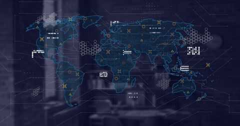 Global Financial Data Concept Overlaid on Office Background - Download Free Stock Images Pikwizard.com