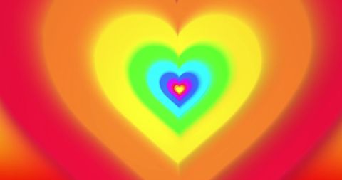 Vibrant Tunnel of Multicolored Hearts Displaying Love