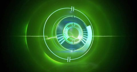 High-Tech Digital Interface with Green Circular Scanning Display