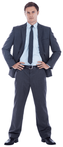 Transparent Businessman in Gray Suit with Confident Stance