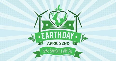 Earth day celebration with sustainability symbols