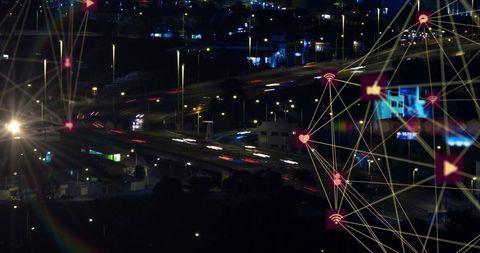 Digital connectivity over urban night highway