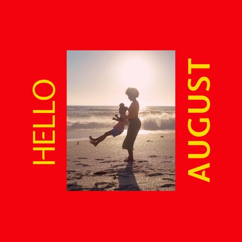Joyful Summer Day on Beach August Theme - Download Free Stock Templates Pikwizard.com