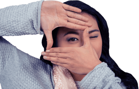Transparent Young Woman Framing Face with Hands Confident Expression - Download Free Stock Videos Pikwizard.com