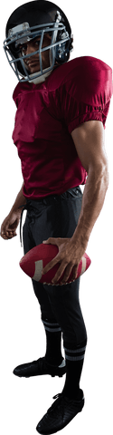 Transparent football player holding pigskin