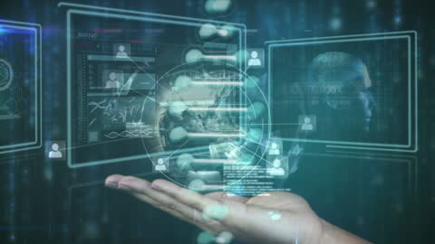 Futuristic Data Processing Interface Over Business Arm