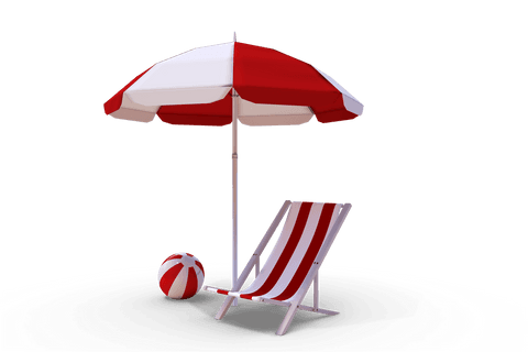 Transparent Sun Lounger and Beach Umbrella with Beach Ball