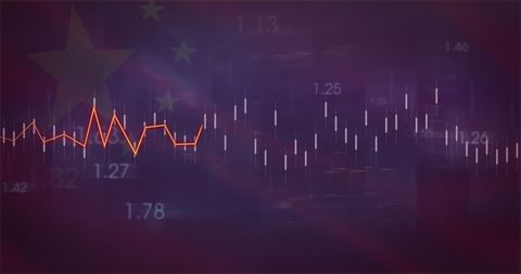 Digital data analytics against chinese flag
