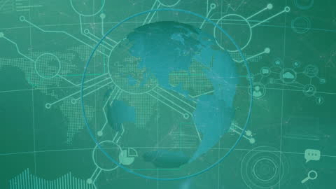 Digital Globe Networking Over World Map Technology Background