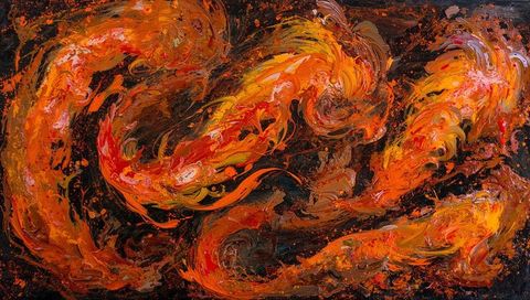 Vibrant swirling flames in abstract expression