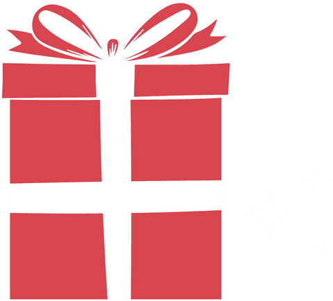 Elegant Red Gift Box with Stars and Transparent Background