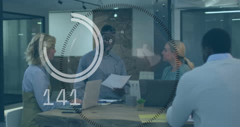 Diverse Team Collaborating with Digital Data Overlay Concept