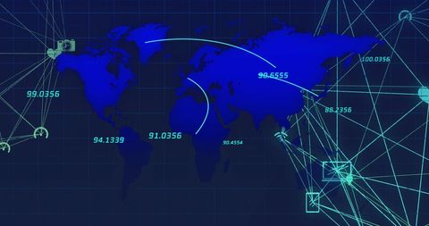 Global Connections and Data Processing on World Map - Download Free Stock Images Pikwizard.com