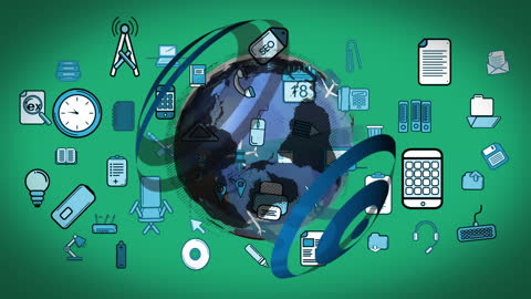 Global Technology Icons Over Digital Globe Illustration