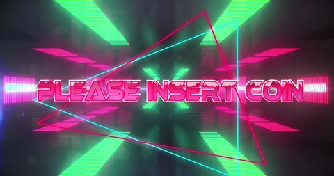 Retro Arcade Themed 'Please Insert Coin' Graphic
