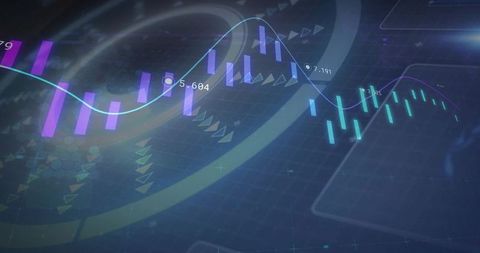 Futuristic Digital Analytics Interface with Dynamic Line Graphs