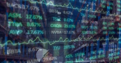 Data Processing Overlay on Warehouse Worker Illustrating Global Business Impact