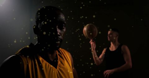 Dynamic portrait of diverse basketball players in action