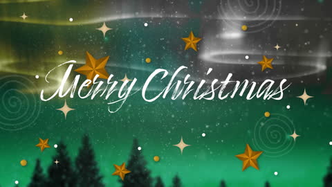 Merry Christmas Greeting with Stars and Snowfall Animation