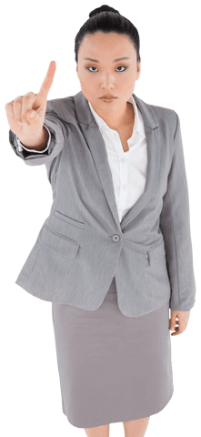 Asian Businesswoman Pointing with Determined Expression Transparent Background