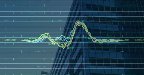 financial data overlay on glass office building - Download Free Stock Images Pikwizard.com