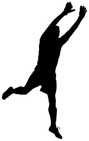 Silhouette of athletic man in motion on transparent background