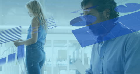 Business Professionals Analyzing Financial Data and Graphics