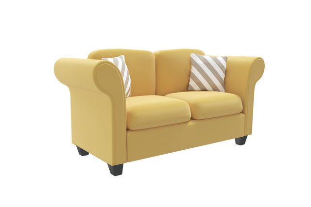 Yellow Couch with Striped Pillows PNG on Transparent Background - Download Free Stock Videos Pikwizard.com