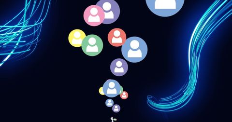 Vibrant social media reactions with digital connections