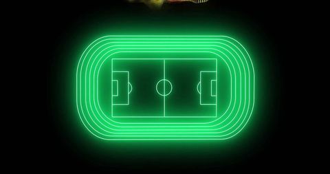 Neon Green Digital Football Stadium with Dynamic Particle Waves