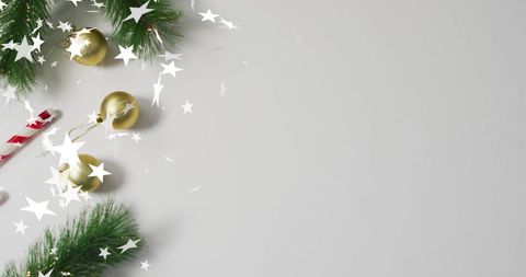 Festive Christmas Decorations with Gold Ornaments and Stars - Download Free Stock Images Pikwizard.com