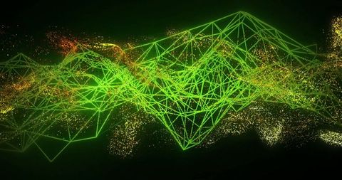 Green Digital Network Connections with Golden Particles on Black Background - Download Free Stock Images Pikwizard.com