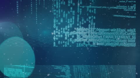Floating Digital Code with Futuristic Interface Design