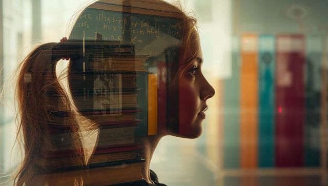 Contemplative Student With Open Book Case Meditate