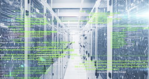 Abstract Digital Code Flow in Modern Data Center - Download Free Stock Images Pikwizard.com