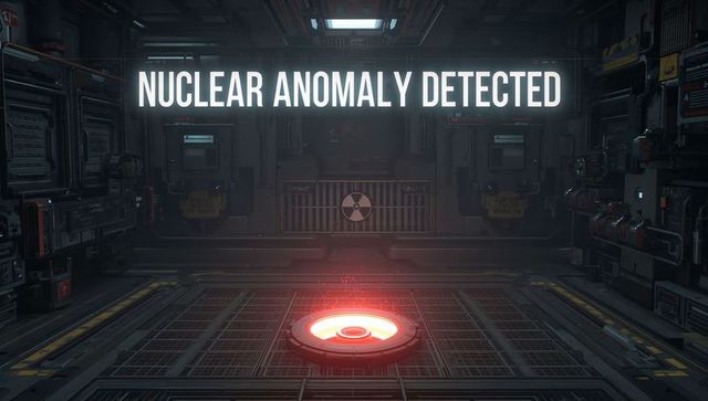 Futuristic nuclear anomaly containment chamber with pulsating red energy core