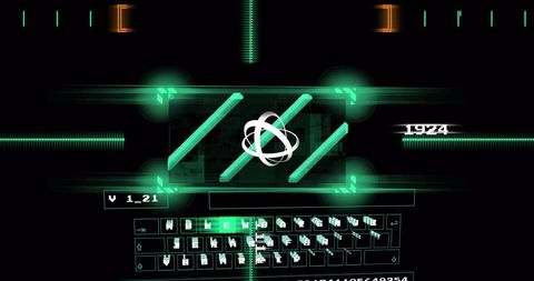 Futuristic digital interface with keyboard elements