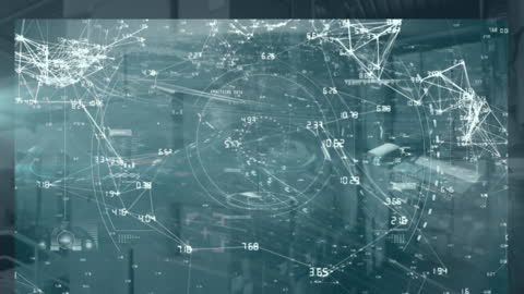 Futuristic Data Processing Concept Over Modern Warehouse